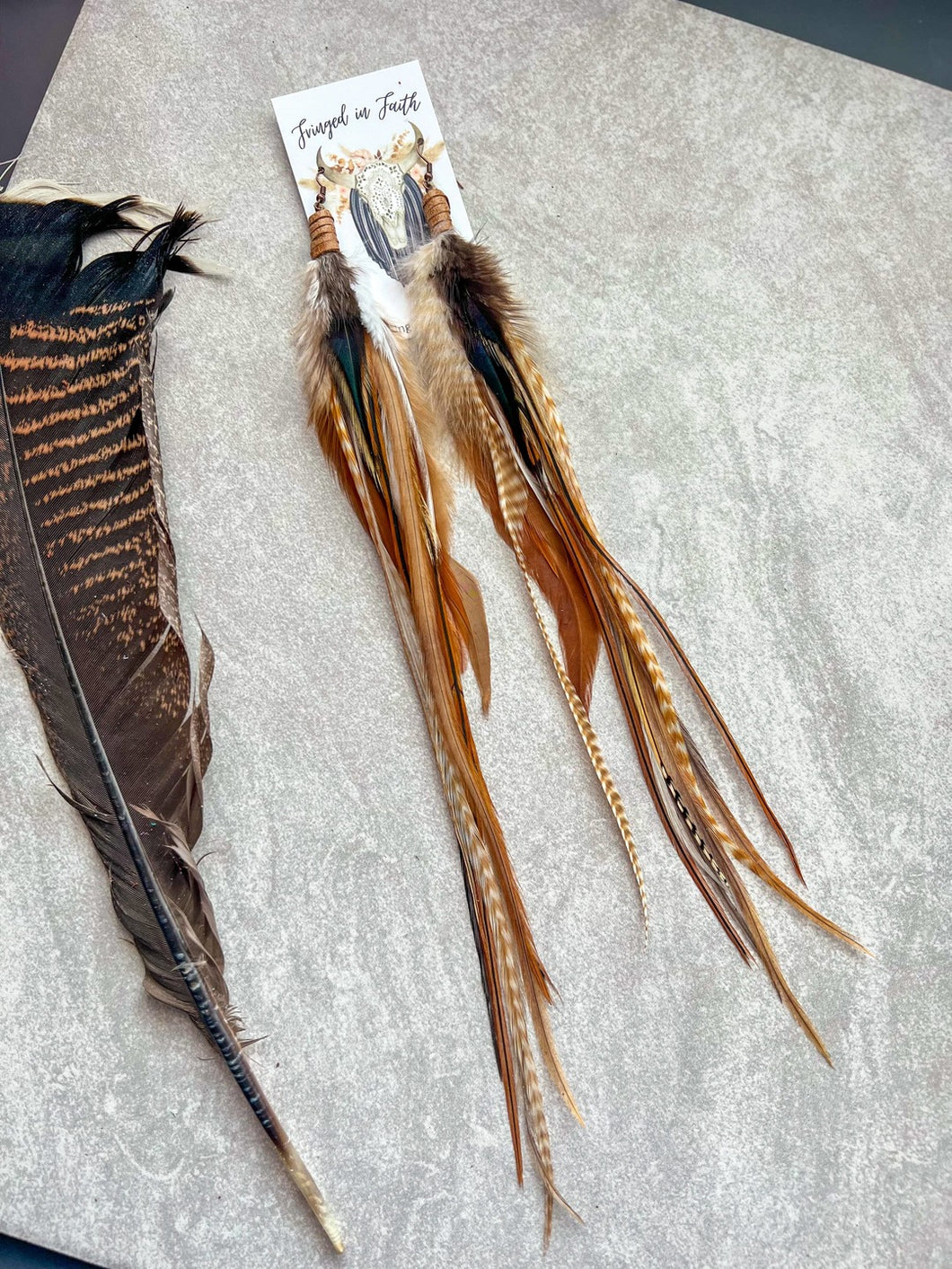 Saco Feather Earrings: Brown