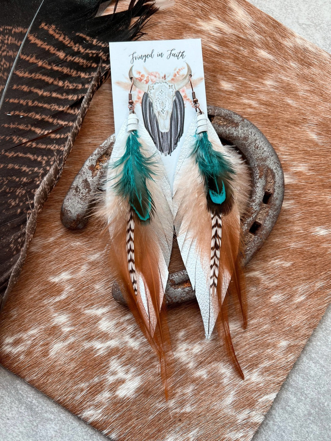 Kalispell Feather Earrings | White: 4 inches