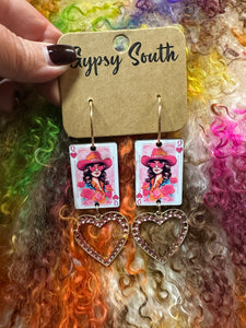 Cowgirl Valentine Heart Earrings