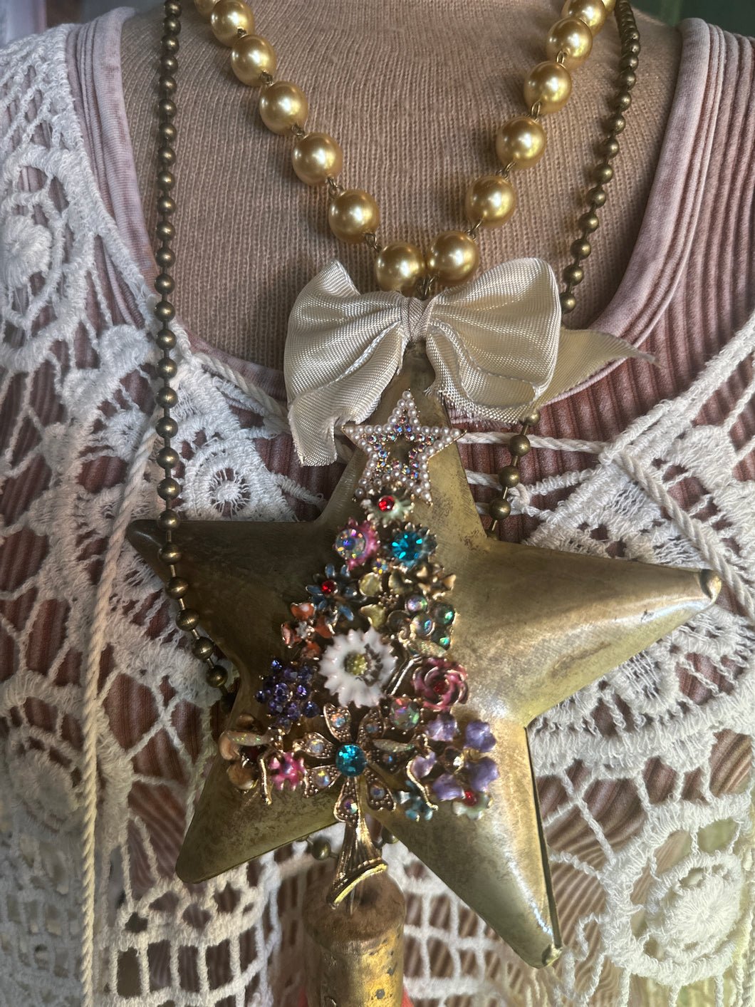 Big Star Vintage Tree Brooch Necklace