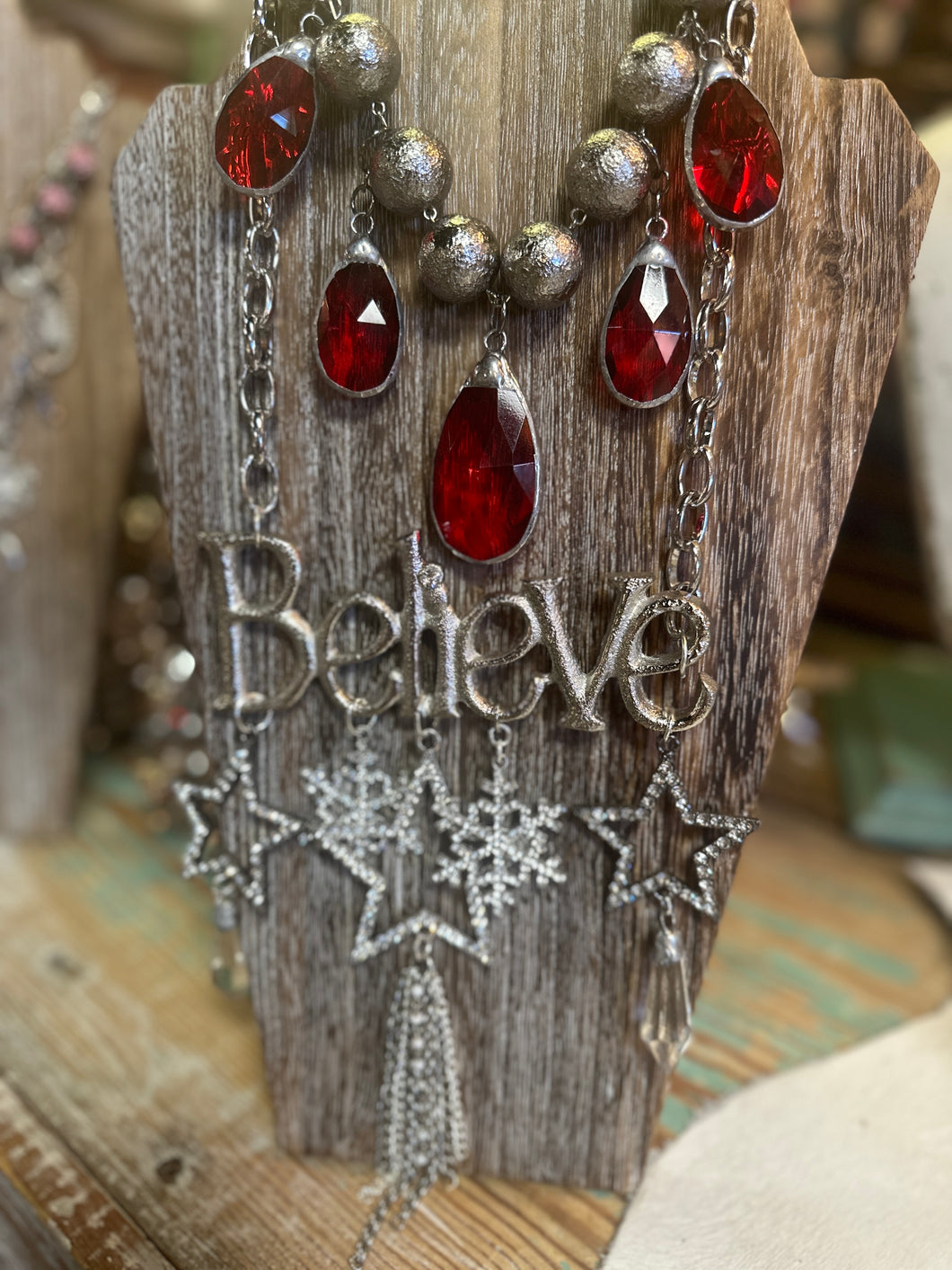 Red Christmas Gem Necklace