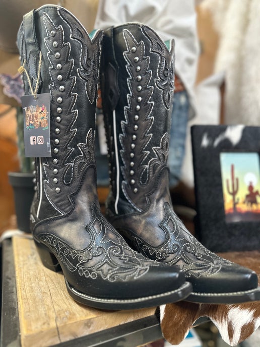 Corral - Black Embroidery Overlay & Studs