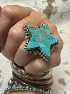 Kingman Turq Star Adjustable Sterling Ring