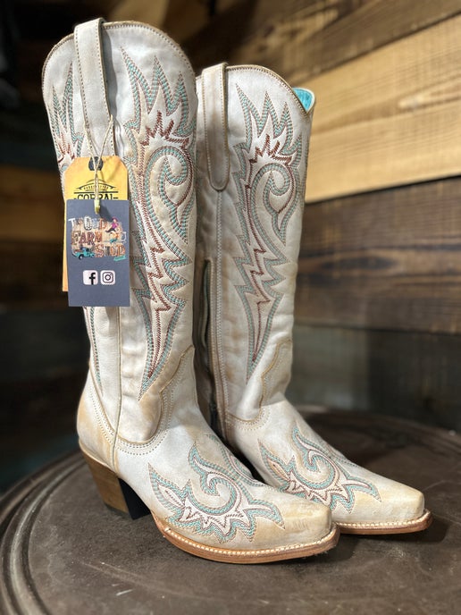 Corral - Tall Bone Turq Embroidery