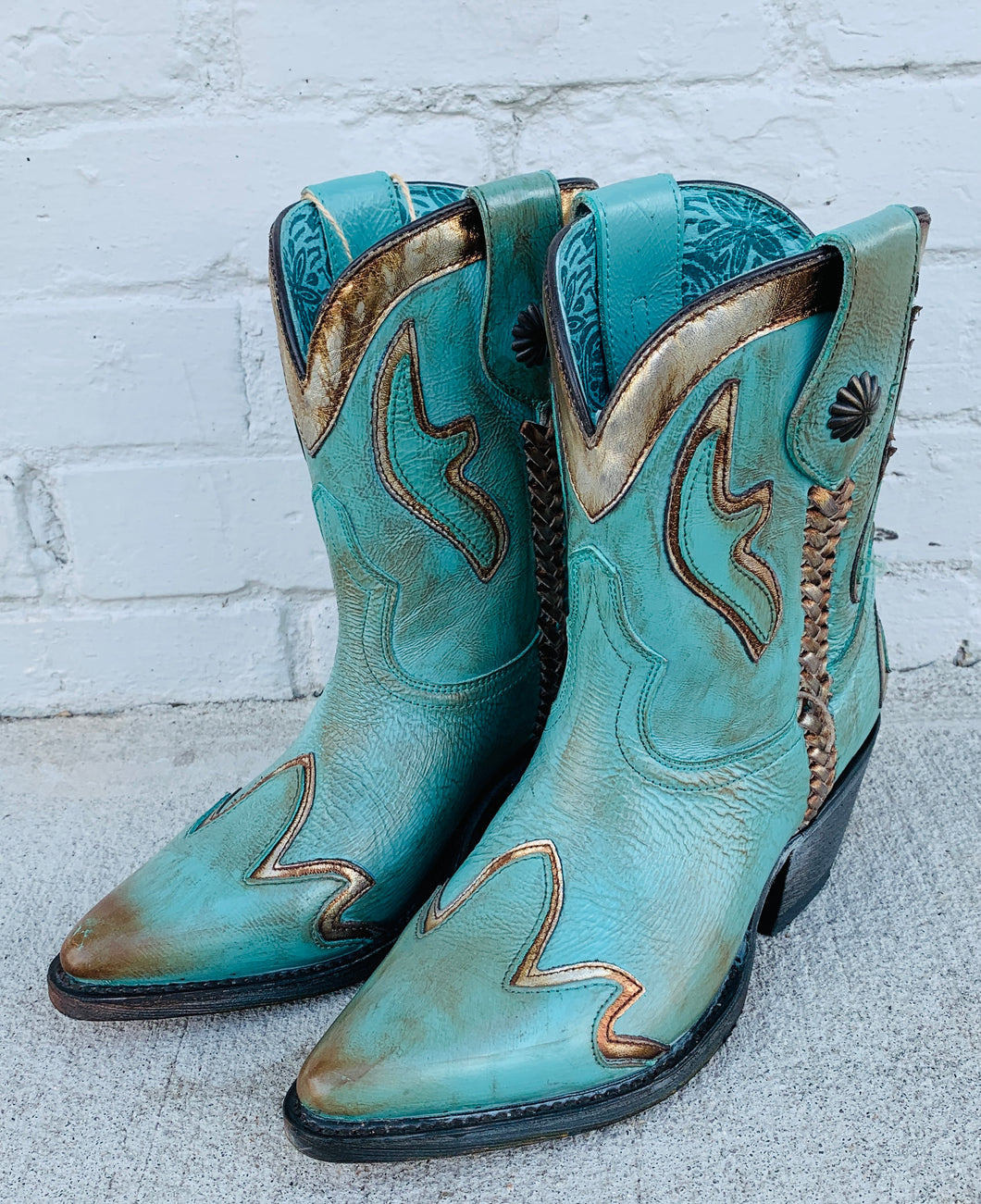 Corral- Turquoise and Gold Ankle Boot