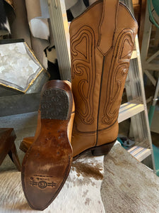 Corral- Shiny Leather Boot With Brown Embroidery